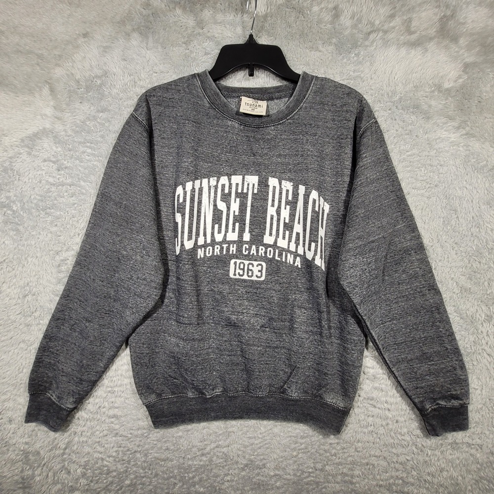 Tsunami Surf Shop Sunset Beach North Carolina Gray Crewneck Sweatshirt‎